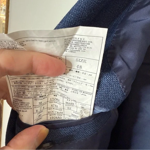 Suit Supply Havana REDA Pure Wool Single Breasted Two Button Blazer navy size 38